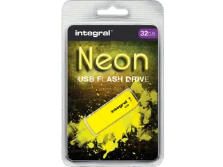 USB stick 2.0 Integral Neon USB-A 32GB geel - 1