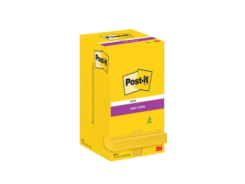 Memoblok Post-it 654 Super Sticky 76x76mm ultrageel 12 stuks