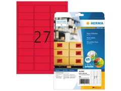 HERMA 5045 Gekleurde etiketten A4 63,5x29,6mm Neon Rood 540 stuks
