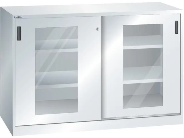 venster-schuifdeurkast 1000x1500x580mm 4xStalen bodem RAL7035