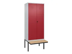 PBM-locker met bank,HxBxD 2120x800x815mm,2vak,vak B 400mm,draaigrendel