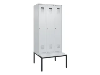 locker met bank,HxBxD 2120x900x815mm,3vak,vak B 300mm,cilinderslot - 2