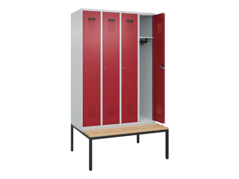 locker met bank,HxBxD 2120x1200x815mm,4vak,vak B 300mm,cilinderslot