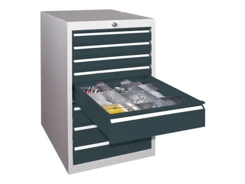 ladekast 800x500x600mm 8laden cilinderslot RAL7035 front RAL7016
