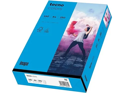 Inapa Tecno colors Gekleurd papier A4 Intens Blauw 160 gram 250vel