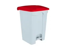 Contitop,afvalbak met pedaal 45L wit/rood