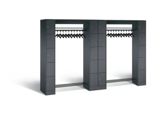locker met kapstok,HxBxD 1950x2840x480mm,romp RAL7021,front RAL7021