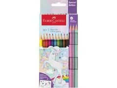 Crayon de couleur Faber-Castell Licorne Hexagonal 10 couleurs + 3 past