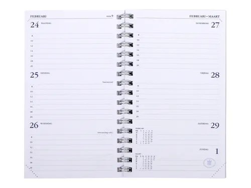 Agendavulling 2027 Ryam Memoplan 7 7dagen/2pagina's wit