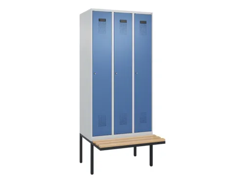 locker met bank,voor scheiding van kleding,HxBxD 2120x900x815mm,3vak