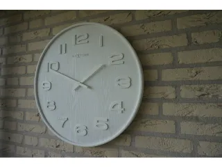 Wandklok Nextime dia. 53 x 3 cm, hout, wit, 'Wood Wood Big' - 10