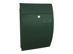 muurbrievenbus,staal,groen,HxBxD 480x322x155mm,inworp/uitname voor