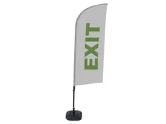 Promotievlag Alu Wind complete set "EXIT" Grijs /Groen ECO print