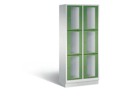 Lockerkast 1800x810x500mm 2x3 vakken Cilinderslot, Sokkel, RAL6011