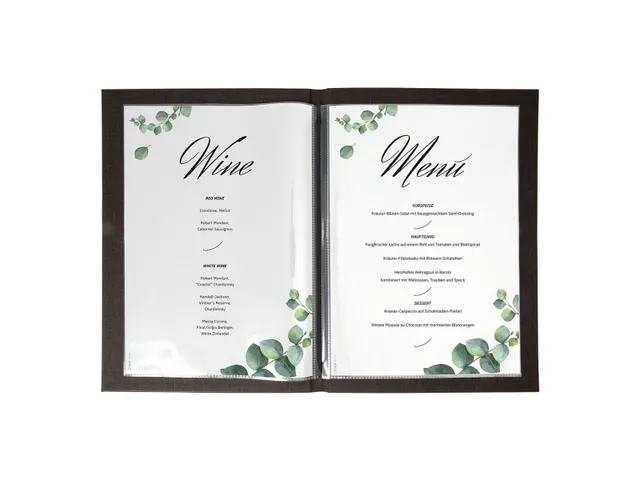Porte-menu Sigel A4 gris foncé avec insert bambou pour 8 feuilles