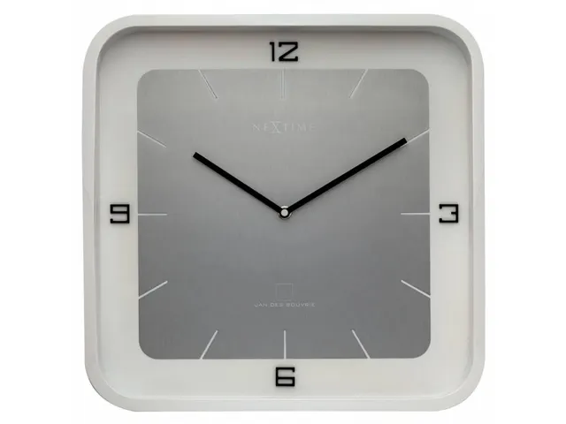 Wandklok NeXtime Square Wall 40x40x4cm wit cijfers