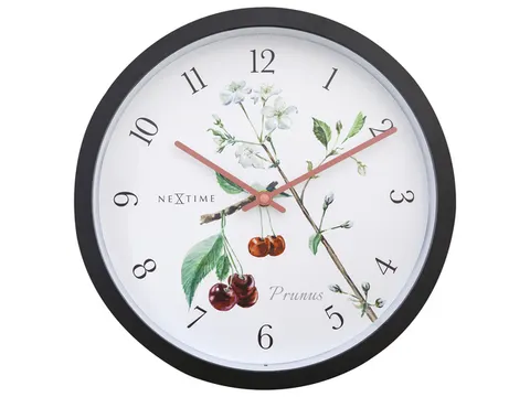 Buitenklok Nextime dia 30.5cm Prunus cijfers, zwarte rand witte wijzer