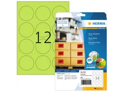HERMA 5155 Gekleurde etiketten A4 Rond 60mm Neon Groen 240 stuks