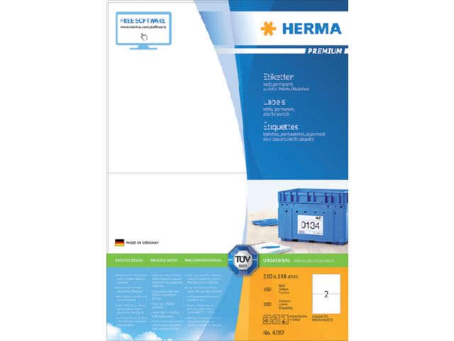 Etiket Herma 4282 210x148mm A5 Premium Wit 200 stuks | EtiketWinkel.nl