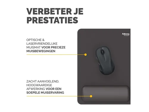 Muismat met polssteun Fellowes Breyta XL zwart 21x28cm
