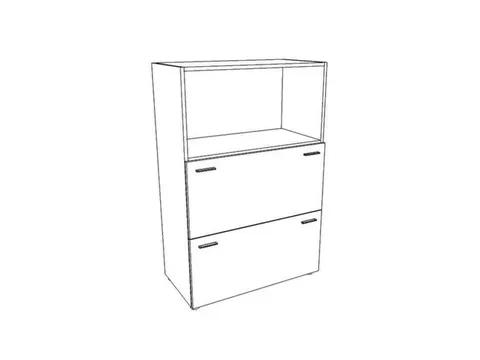 Hangmappenkast Hxbxd 1310x860x450mm 3 Oh Wit Front Noten 2 Laden