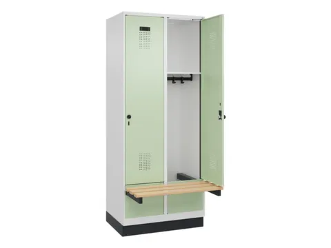 locker met bank,HxBxD 1950x800x815mm,2vak,vak B 400mm,draaigrendel
