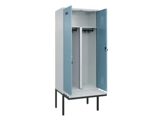 PBM-locker met bank,HxBxD 2120x800x815mm,2vak,vak B 400mm,draaigrendel - 1