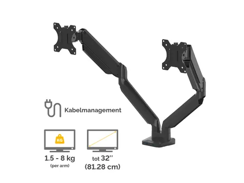 Monitorarm Fellowes Platinum Series dubbel horizontaal zwart