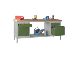 Werkbank 900x2000x700mm 4laden Frame/behuizing Ral7035 Front Ral6011 - 2