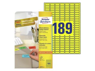 etiket Avery ILK 25,4x10mm 20 vel 189 etiketten per vel geel - 1
