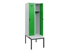 locker met bank,HxBxD 1950x600x815mm,2vak,vak B 300mm,draaigrendel