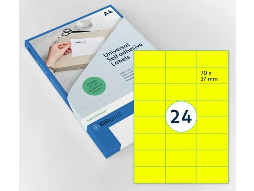 Etiket Rillprint 70x37mm fluorgeel 2400 etiketten