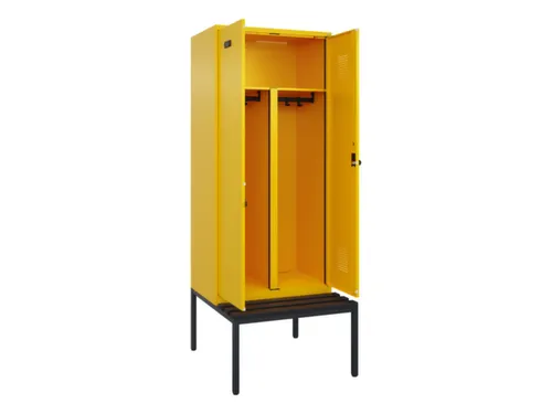 PBM-locker met bank,HxBxD 2120x800x815mm,2vak,vak B 400mm,draaigrendel