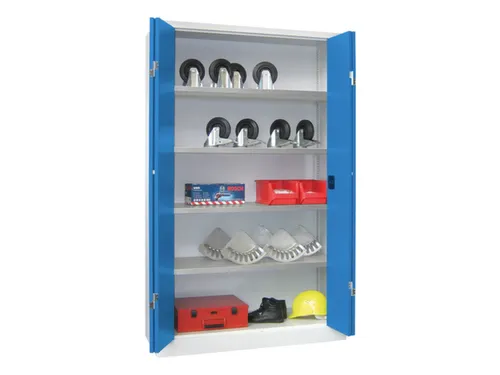 Vouwdeurkast 1950x1200x500mm 4legborden Verzinkt Ral7035 Front Ral5012
