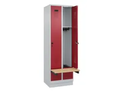 locker met bank,HxBxD 1950x600x815mm,2vak,vak B 300mm,draaigrendel