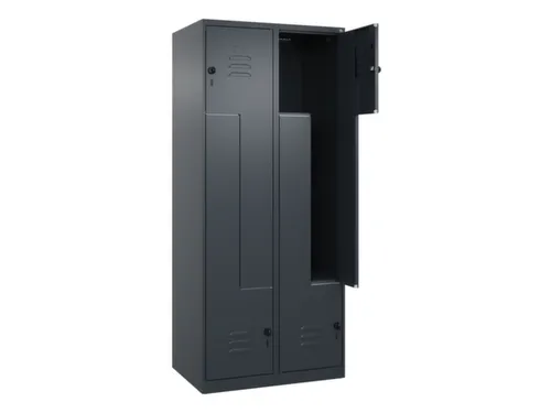 Z-garderobekast,HxBxD 1850x800x500mm,vak B 200/400mm,draaigrendel