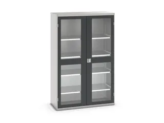 vitrinekast 2000x1300x550mm 4xStalen bodem romp RAL7035 front RAL7016 - 1
