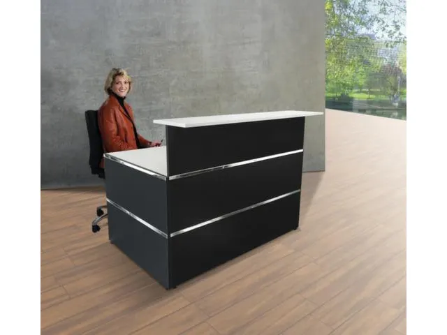 Balie Compleet 1350x 1015mm Recht Front Antraciet Bladen Wit