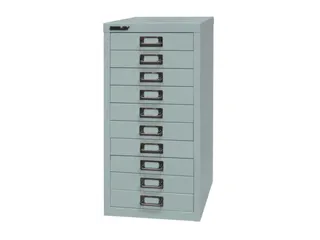 kantoor-ladekast HxBxD 590x278x380mm 10 laden romp zilverkleurig staal - 1