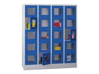 lockerkast,HxBxD 1850x1600x500mm,4x5vakken,RAL7035,front RAL5010 - 2