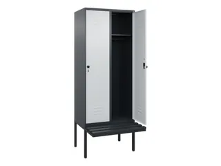 locker met bank,HxBxD 2120x800x815mm,2vak,vak B 400mm,draaigrendel - 2