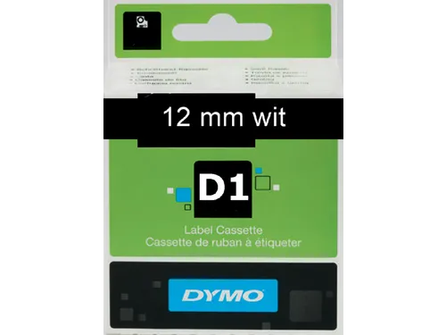 Labeltape Dymo 45021 D1 S720610 12mmx7m wit op zwart