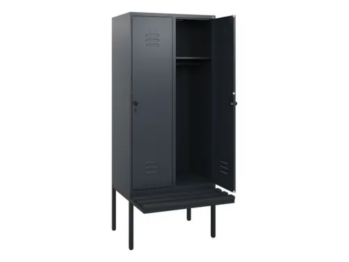 locker met bank,HxBxD 1950x800x815mm,2vak,vak B 400mm,draaigrendel