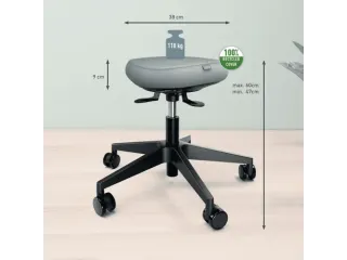 Zitkruk Leitz Ergo met wieltjes en wiebelkussen 600x470x600mm zwart - 7