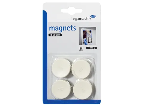 Magneet Legamaster 30mm 850gr wit 4 stuks