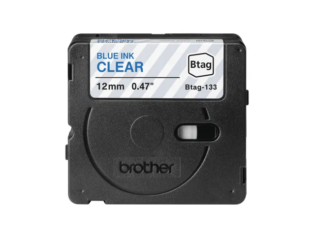 Brother BTAG-133 labelprinter tape Blauw op transparant