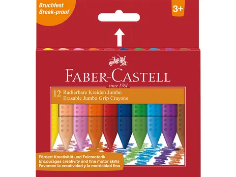 Waskrijt Faber Castell Jumbo GRIP doos 12 stuks