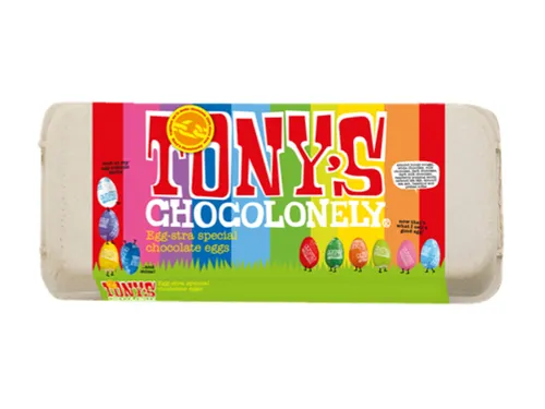 Chocolade Tony's Chocolonely paaseitjes doos mix groot 18 stuks
