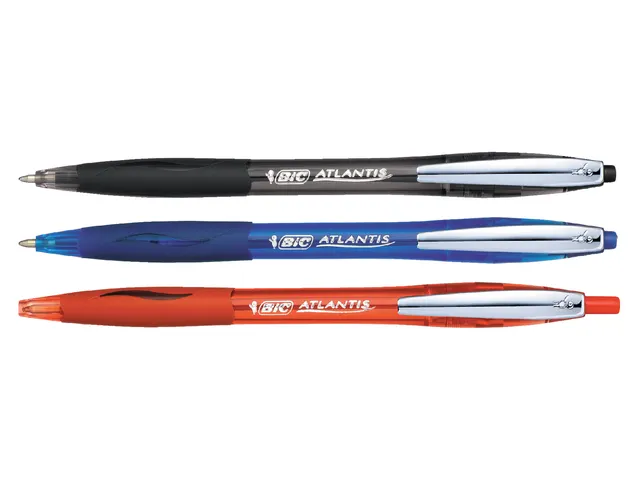 Balpen Bic Atlantis soft metalen clip clic medium blauw