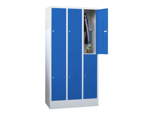 lockerkast,HxBxD 1850x900x500mm,3x2vakken,RAL7035,front RAL5010